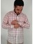 Slim Fit Ekose Bordo Erkek Gömlek 4