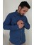 Slim Fit Western Armürlü İndigo Erkek Gömlek 4