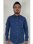 Slim Fit Western Armürlü İndigo Erkek Gömlek 5
