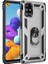 Samsung Galaxy M31S Kılıf Çift Katmanlı Yüzüklü Manyetik Vega Kapak Gümüş 1