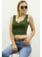 Mad Girls Önü Detaylı Haki Crop Top MG362 S 1