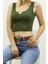 Mad Girls Önü Detaylı Haki Crop Top MG362 S 2