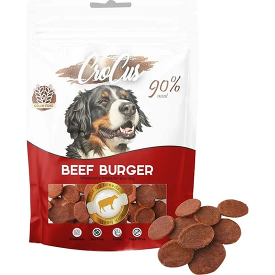 Crocus Beef Burger Biftek Etli Tahılsız Köpek Ödülü 80 gr