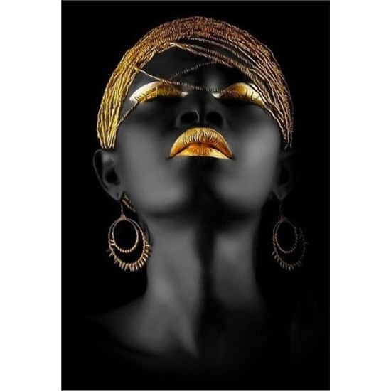 Meb Afrikalı Düşünen Kadın LED Işıklı Tablo 50X70 cm