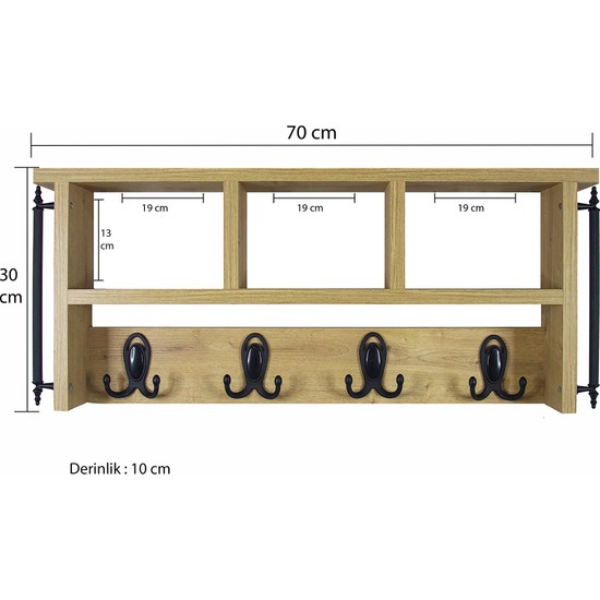 Akyıldız Tasarım Dekoratif Meşe Mdf Duvar Askısı MDA7030_M Fiyatı
