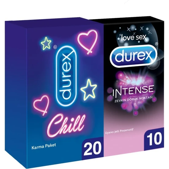 Durex Chill Karma Paket Prezervatif 20’li + Durex Intense Prezervatif, 10'lu