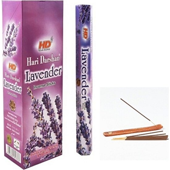 Hari Darshan Tütsü Lavander&lavanta Çiçek Kokusu 20 Adet Çubuk Tütsü 1 Adet Kayık Tütsülük Hediye