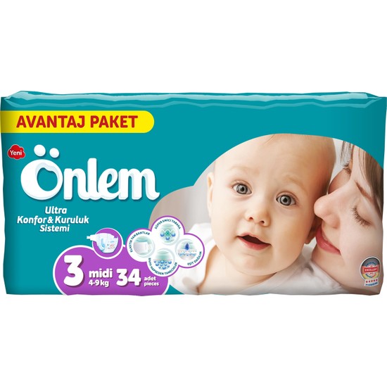 Önlem Bebek Bezi Avantaj Paket Midi 34 Adet (49 kg) Fiyatı