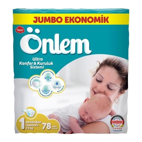 Önlem Çocuk Bezi Jumbo 1 Yeni Doğan 78�li + Önlem Çocuk Önlem Çocuk Bezi Jumbo 1 Yeni Doğan 78�li + Önlem Çocuk