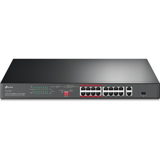 TP-LINK TL-SL1218P 16 PORT 10/100 2 PORT GIGABIT YÖNETİLEMEZ POE SWITCH Resim-1