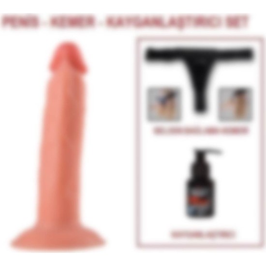 Lilitu Shop 19 cm Belden Bağlamalı Realistik Testissiz Vantuzlu Dildo Penis Set