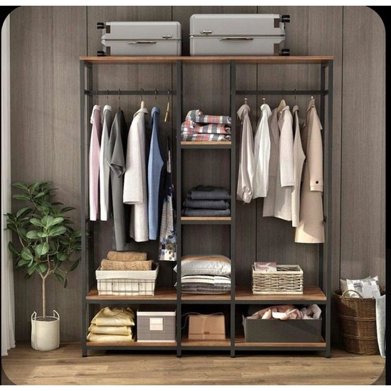 Brady Mobilya Alorka 180X150X35 Siyah Metal Ahşap Desenli Fiyatı