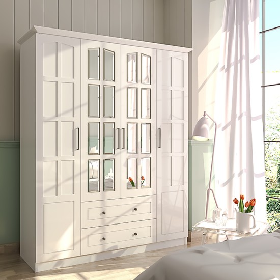 Rabi Mobilya Asya Country 4 Kapak 2 Çekmeceli Gardırop Fiyatı