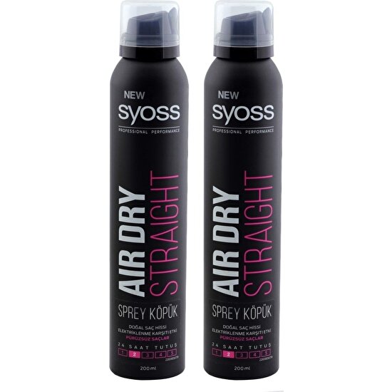 Syoss Air Dry Straight Sprey Saç Köpüğü 2 x 200 ml