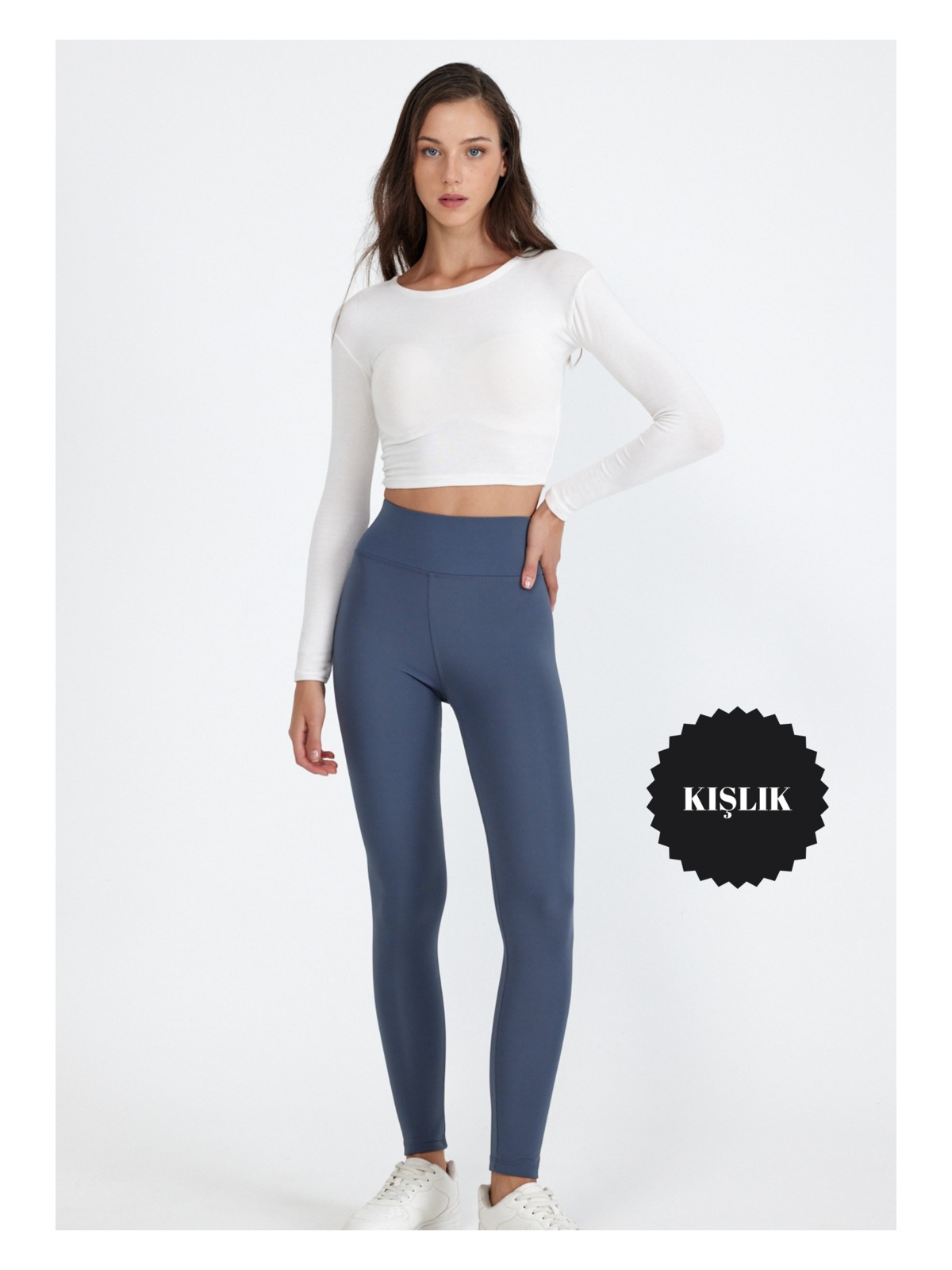 Banega Kadın Şardonlu Toparlayıcı Yüksek Bel Polarlı Siyah Tayt - Görsel 3