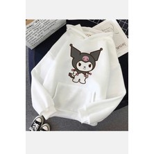 Populus Kuromi Beyaz Kapşonlu Sweatshirt