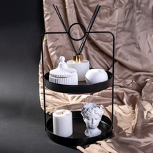 Rarart 2 Katlı Siyah Metal Organizer - Çok Amaçlı Düzenleyici - Luna Daire