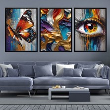 Mixefor Çerçeveli 3 Parça Tablo Set- Modern Soyut Kanvas Tablo -Tek Tablo Ölçü 55CM x 75CM