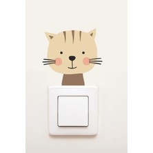 Tatlı Kedi Çocuk Odası Priz Sticker Duvar Sticker 009