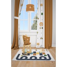 Talia Home Safari Desenli Kahverengi ve Beyaz 2 Kanat Fon Perde Kadife Kumaş Özellikli