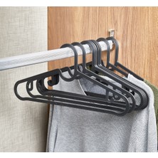 DEYHOME Slim Hanger Elbise Kıyafet Giysi Gömlek Pantolon Askısı Siyah 10 Adet Set