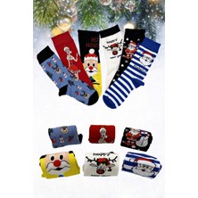 Happy Socks 6'lı  Yılbaşı Christmas Noel Renkli Parfümlü Çorap Seti Özel Hediye Kutusu