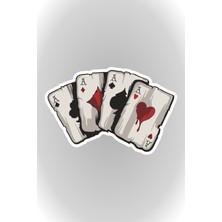 13 x 8,5 cm Poker Kağıdı Full As Sticker Motor Araba Kask Laptop Sticker