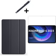 Wowacs Xiaomi Mi Pad 6 11 Inç Uyumlu Uyku Modlu Smart Tablet Kılıfı Ekran Koruyucu ve Kalem Seti Siyah