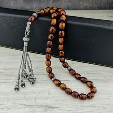 Takı925 Kazaziye Gümüş Püsküllü Eskitme Model Kehribar Tesbih