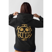 Populus Anime Trafalgar Law Kalp Korsanları Ön - Arka Baskılı Kapşonlu Sweatshirt