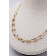 Latif Kuyumcu 14 Ayar Altın Kolye Çift Zincirli Dorika Toplu Kolye LKZNC1057