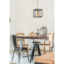Riolight  Modern1,vintage Siyah 25X25CM 1XE27 Duylu Küp Metal Sarkıt Tekli Avize