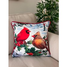 Tuğçe Demir Home Desıgn Kadife Kokina Kuş Desen Dekoratif Kırlent Kılıfı 43X43