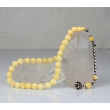 Takı925 925 Ayar Gümüş Püsküllü Ayyıldızlı Damla Kehribar Tesbih