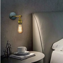 Riolight  Retro,vintage,rustik Eskitme Duylu 1XE27 Duylu Metal Yatak Başı Aplik