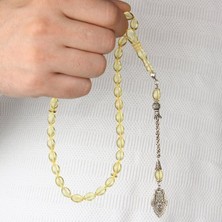 Takı925 Aslan Figürlü Gümüş Püsküllü Damla Kehribar Tesbih