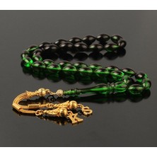 Takı925 Altın Kaplama Gümüş Püsküllü Harfli Kehribar Tesbih