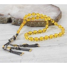 Takı925 Rodaj Kaplama Gümüş Püsküllü Ateş Kehribar Tesbih