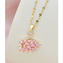 Xesha Çok Tatlı Kuğu Çelik Kolye Üzeri Altın Kaplama (Kararma Yapmaz ve Paslanmaz)