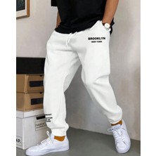 Amor Man Büyük Beden Brooklyn Baskılı 3 Iplik Pamuk Erkek Eşofman Altı