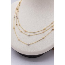 Latif Kuyumcu 14 Ayar Altın Kolye Üç Zincirli Dorika Toplu Kolye LKZNC1055