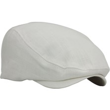Beyaz Kasket Pamuklu London Flat Cap Şapka