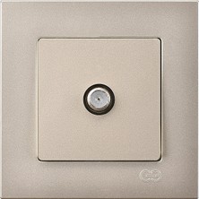 Günsan Elektrik Günsan Eqona Metalik Bej Tekli Uydu Prizi F Konnektörlü (Geçişli-Sonlu)