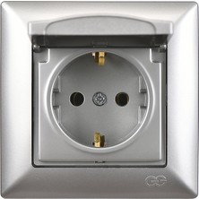 Günsan Elektrik Visage Gümüş Kapaklı Topraklı Priz