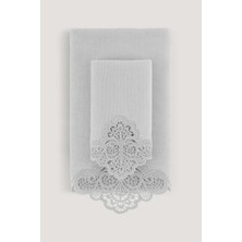 Arliva Home Sedef Kadıfe Nakıslı Çeyız Havlusu Grı 50X85