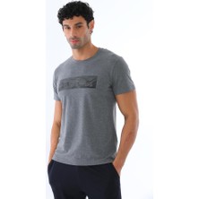 Erkek Antrasit Süprem Kumaş Bisiklet Yaka Slim Fit Dar Kesim Piyera Sports Baskılı Kısa Kol T-Shirt - 136