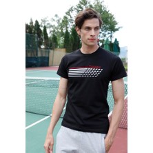 Piyera Erkek Siyah Süprem %100 Pamuk Bisiklet Yaka Kısa Kol Baskılı T-Shirt - 146