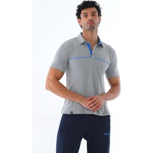Erkek Kombin Grimelanj Kısa Kol Süprem Polo Yaka T-Shirt, Slim Fit Dar Kesim Eşofman Alt-Üst Takım - 122