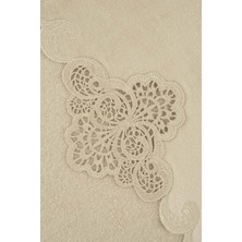 Arliva Home Sedef  Kadıfe Nakıslı Çeyız Havlusu Bej 50X85