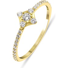 Kairos Jewelry 14 Ayar Altın Taşlı Dörtgen Yüzük KRS192-14GEZ